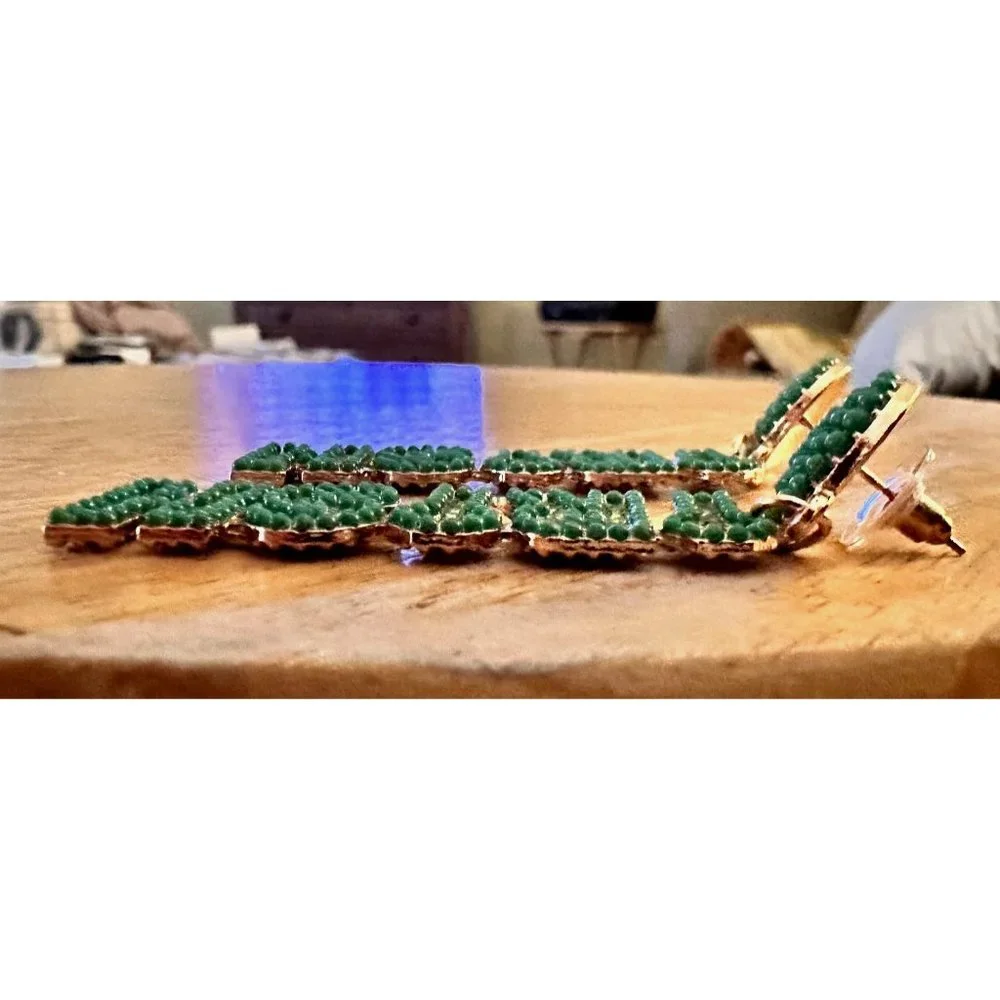 St Patrick's Day Earrings Irish Embellished Green Crystal Clovers Festiv… - Picture 8 of 11